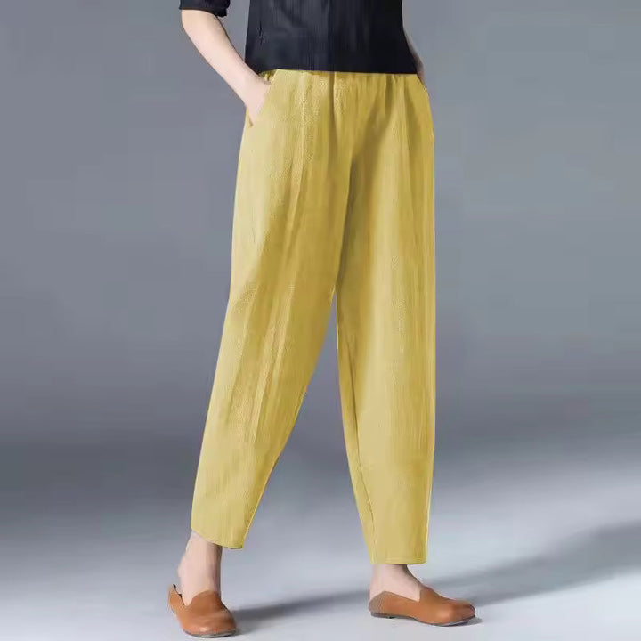 Pantaloni Donna Estivi Tessuto Leggero Gamba Affusolata