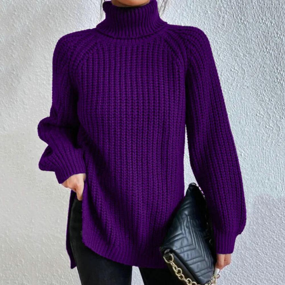 Maglione Donna Dolcevita Lavorato a Maglia Morbido