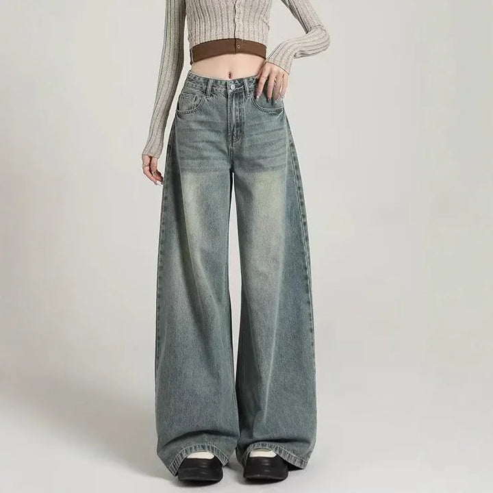 Jeans Donna Vita Alta Taglio Largo Elegante