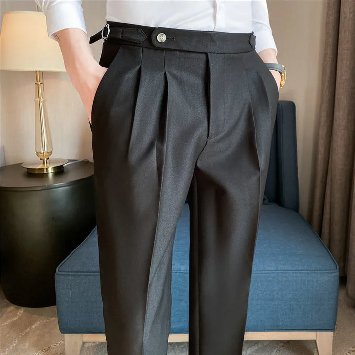 Pantaloni Uomo Eleganti Tessuto Slim Fit Linea Affusolata
