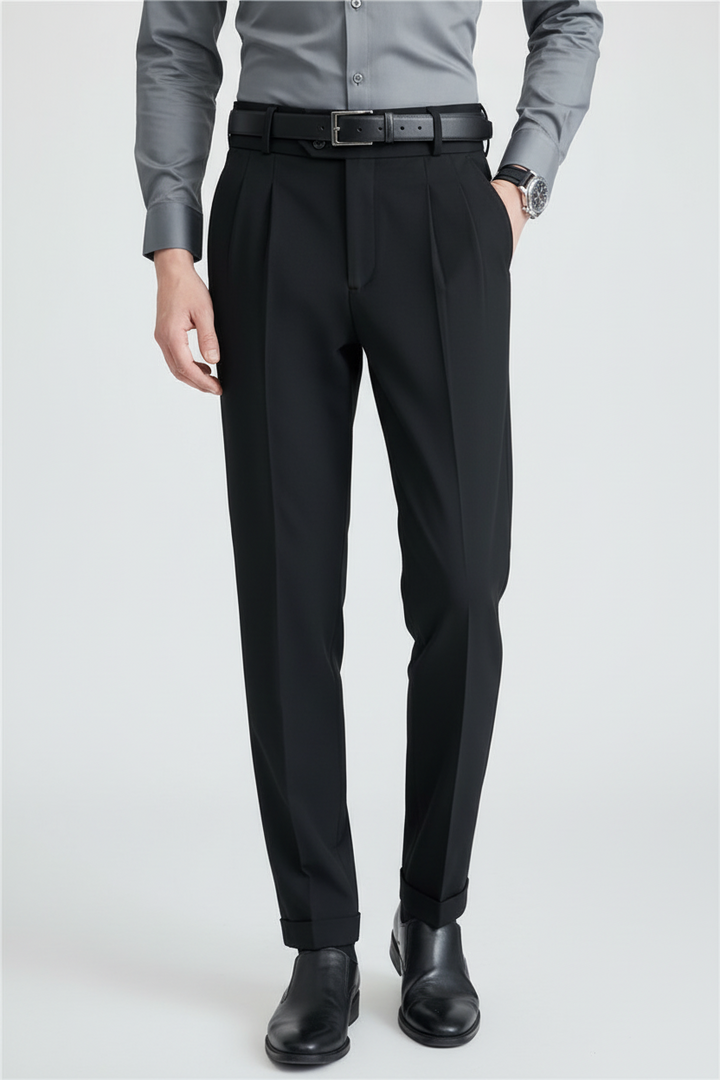 Pantaloni Uomo Eleganti Tessuto Slim Fit Linea Affusolata