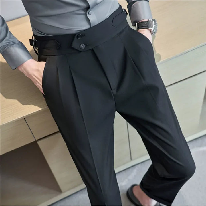Pantaloni Uomo Eleganti Tessuto Slim Fit Linea Affusolata