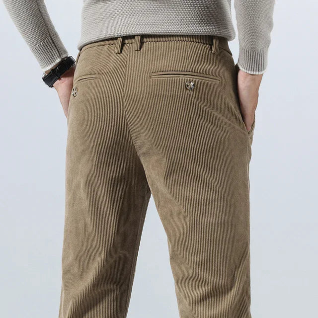 Pantaloni Uomo Eleganti Tessuto Morbido Vestibilità Regular