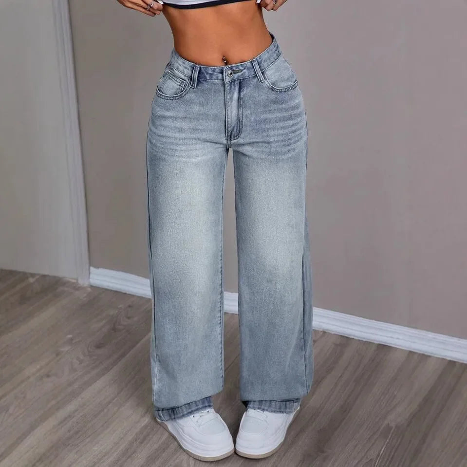 Jeans Donna Gamba Larga Stile Vintage
