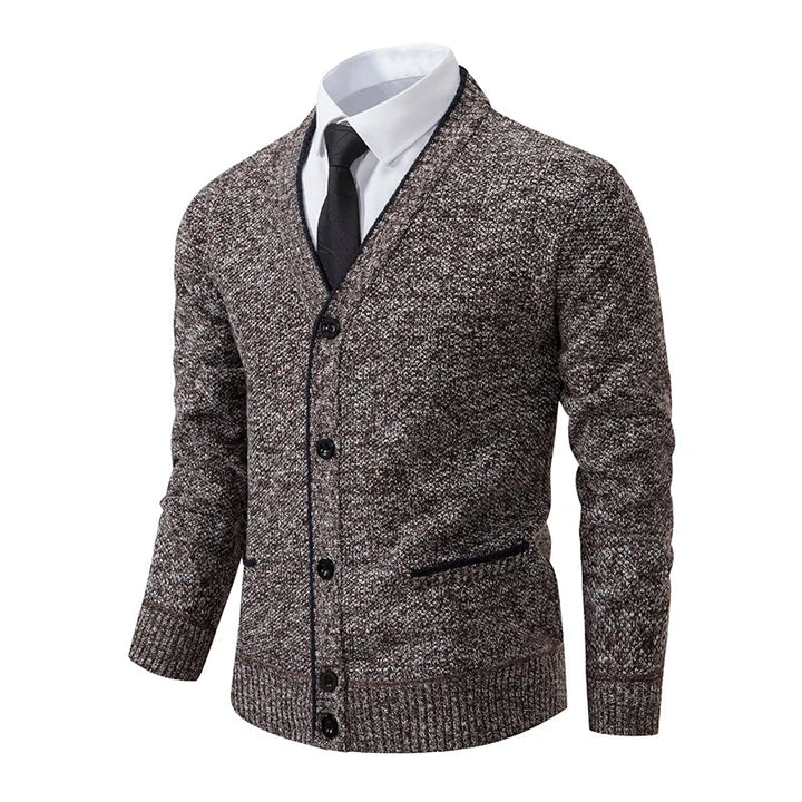 Pullover Uomo Maglia Strutturata Collo a V Elegante