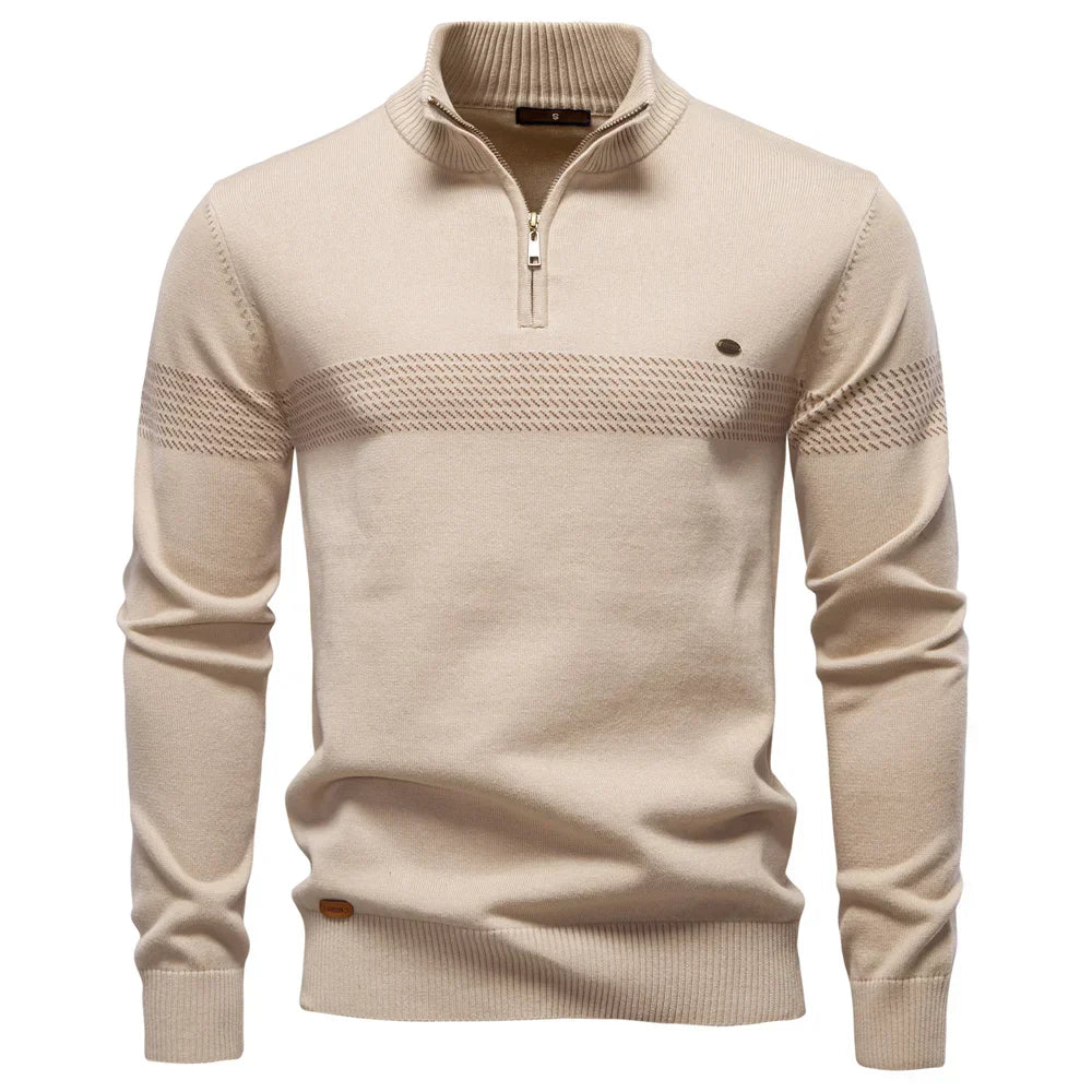 Pullover Uomo Mezza Zip Maglia Morbida Stile Moderno