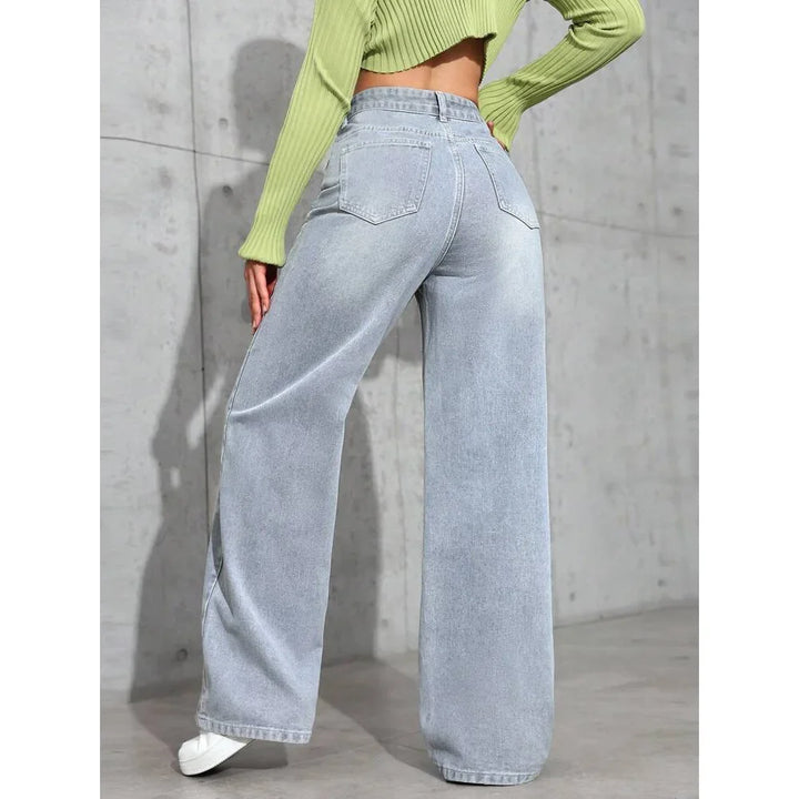 Jeans Donna Vita Alta Vestibilità Larga Casual