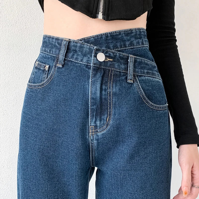 Jeans Donna Vita Alta Stile Mom Elegante