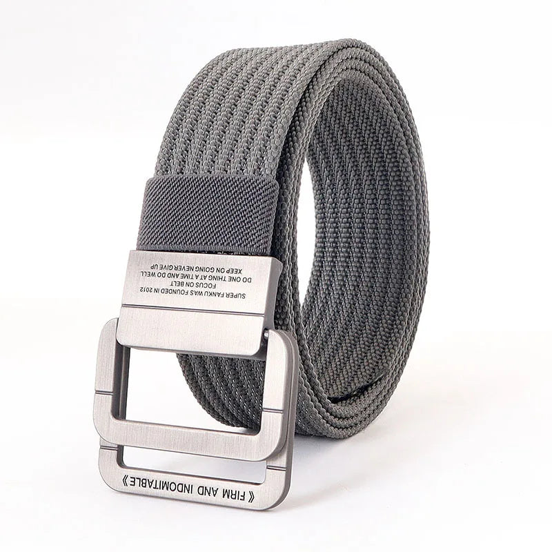 Cintura Unisex Tela con Fibbia Doppio Anello Stile Casual