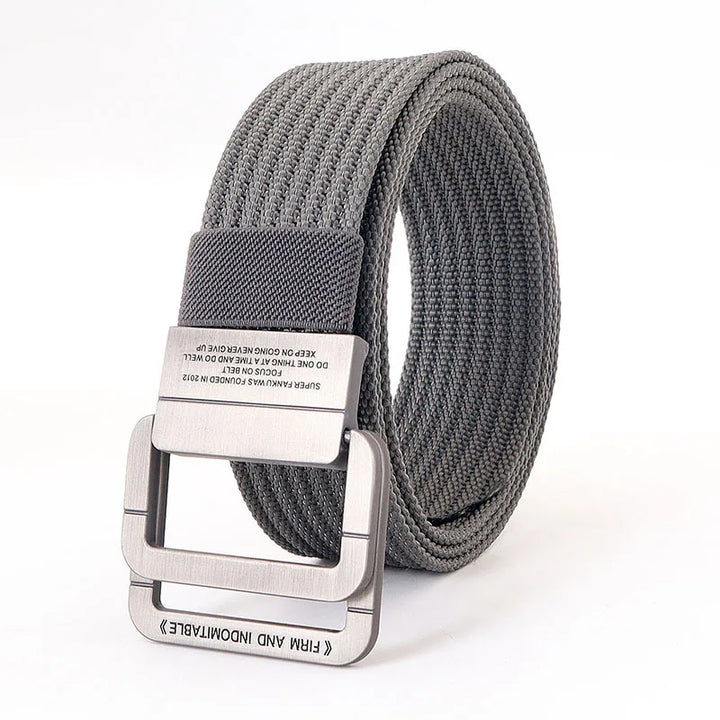 Cintura Unisex Tela con Fibbia Doppio Anello Stile Casual
