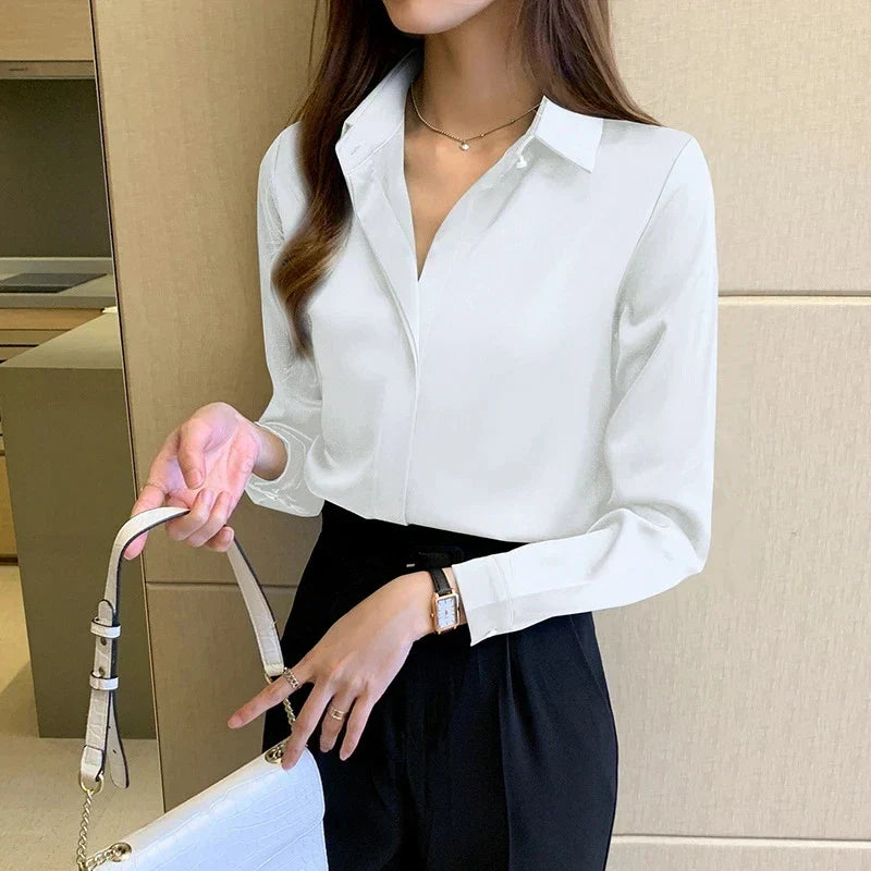 Camicia Donna Classica in Seta Manica Lunga