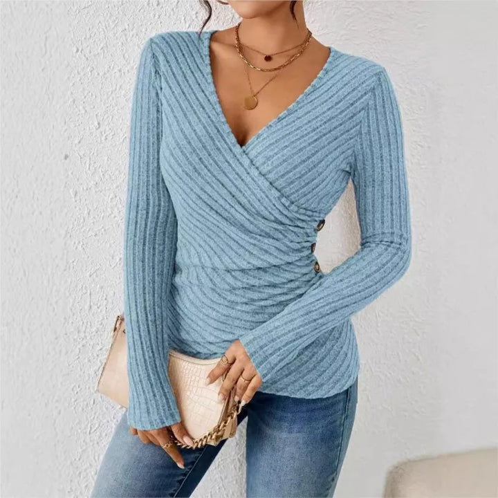 Blusa Donna Avvolgente Maniche Lunghe