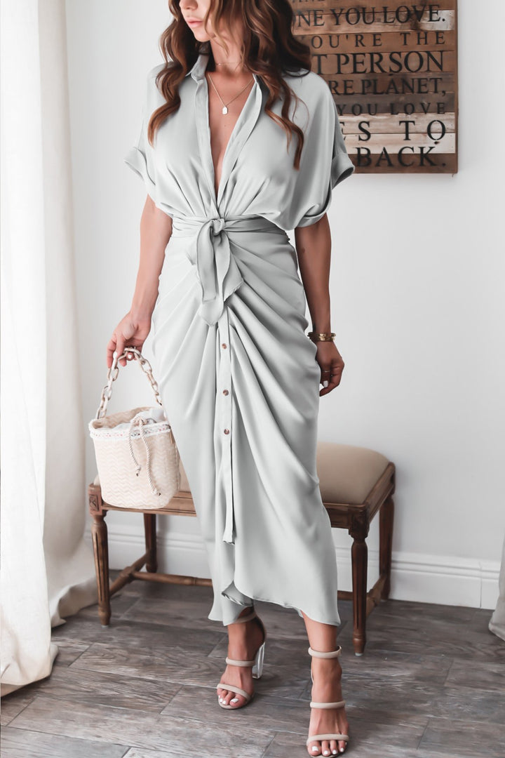 Abito Maxi Donna con Chiusura a Bottoni Vestibilità Elegante