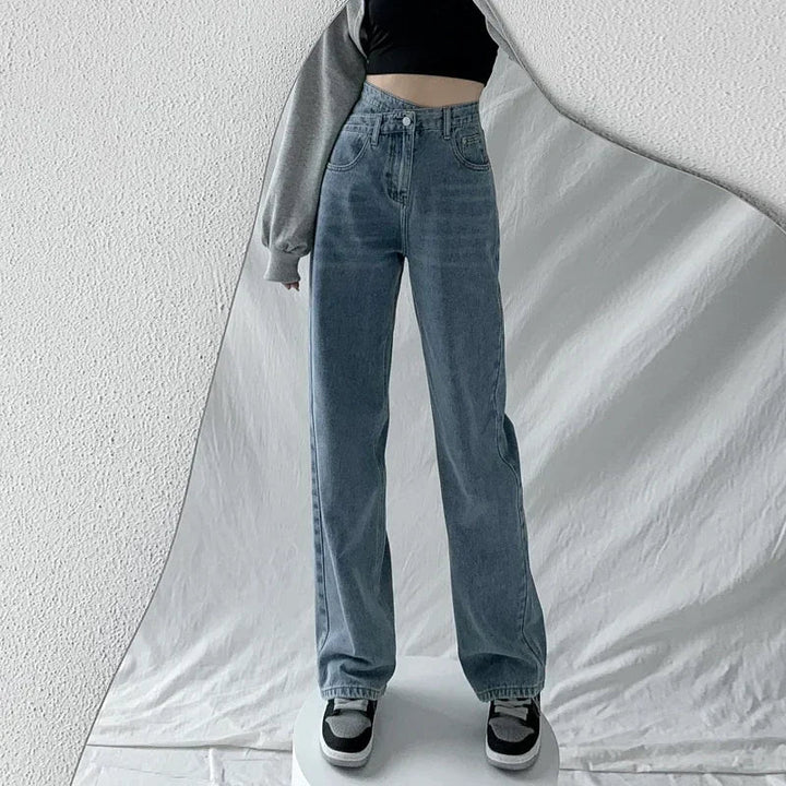 Jeans Donna Vita Alta Stile Mom Elegante