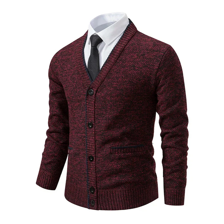 Pullover Uomo Maglia Strutturata Collo a V Elegante