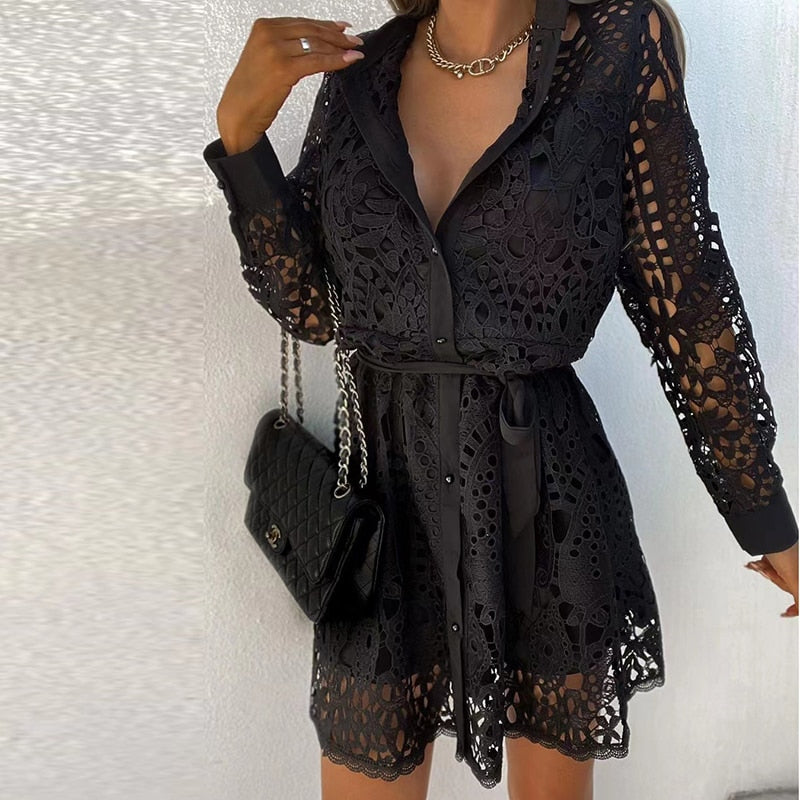 Abito Estivo Donna in Pizzo Elegante Vestibilità Classica - Vesarelli