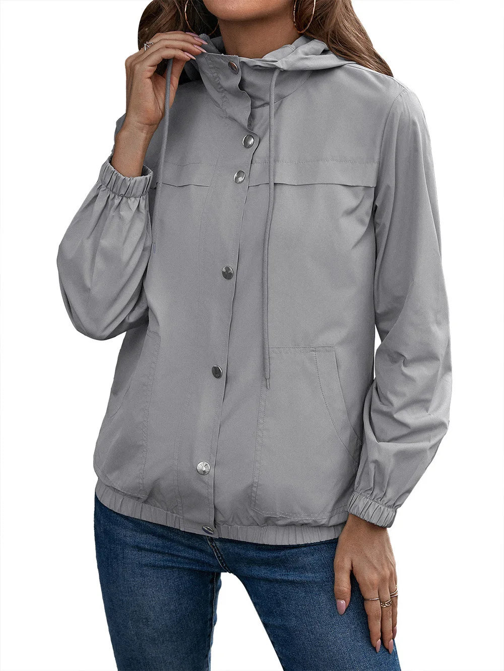 Trench Donna Impermeabile con Cappuccio Lunghezza Lunga