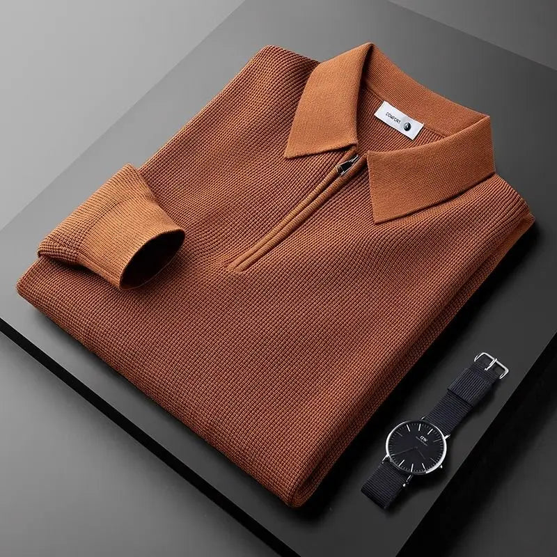 Felpa Uomo Maglia Waffle con Zip Comfort Regular