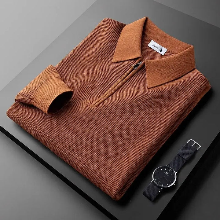 Felpa Uomo Maglia Waffle con Zip Comfort Regular