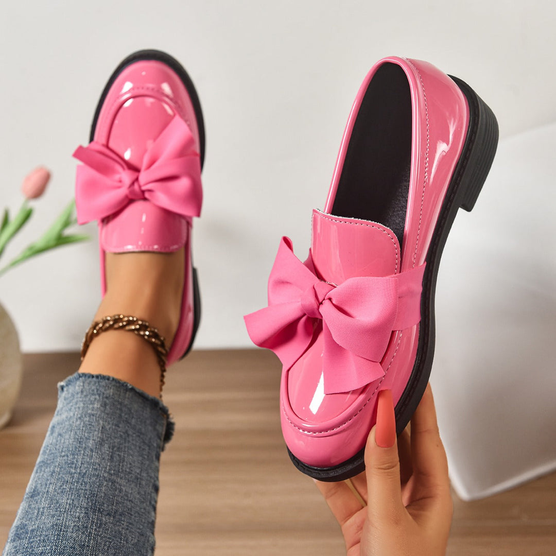 Mocassini Donna in Pelle Slip-On con Fiocco e Suola Platform