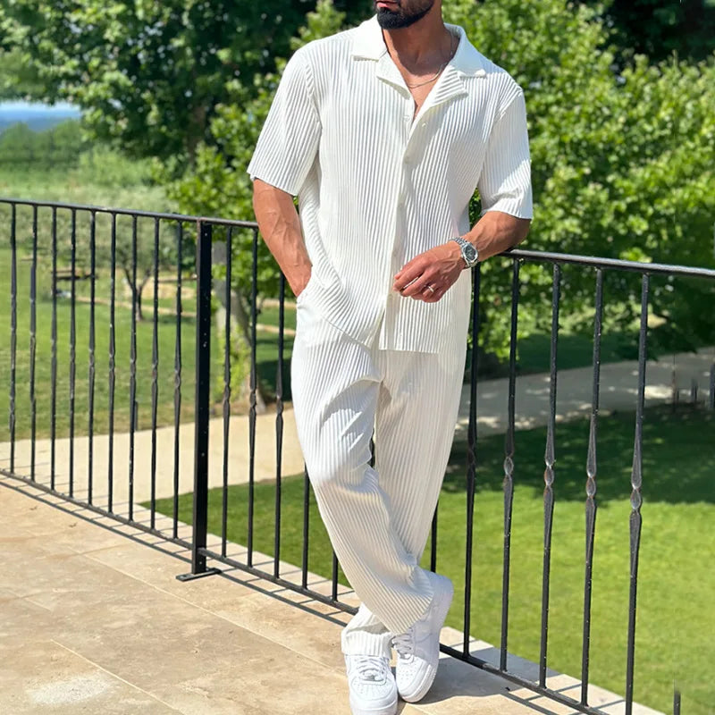 Completo Estivo Uomo Pantaloni e Camicia Colletto Classico