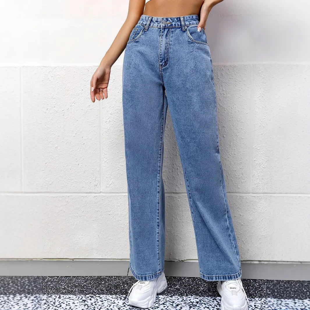 Jeans Donna Mom Vita Alta Stile Casual