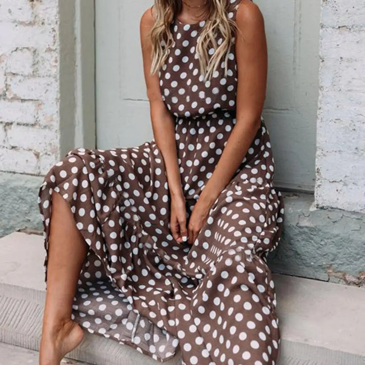 Abito Maxi Donna Stile Vintage Tessuto Leggero Estivo