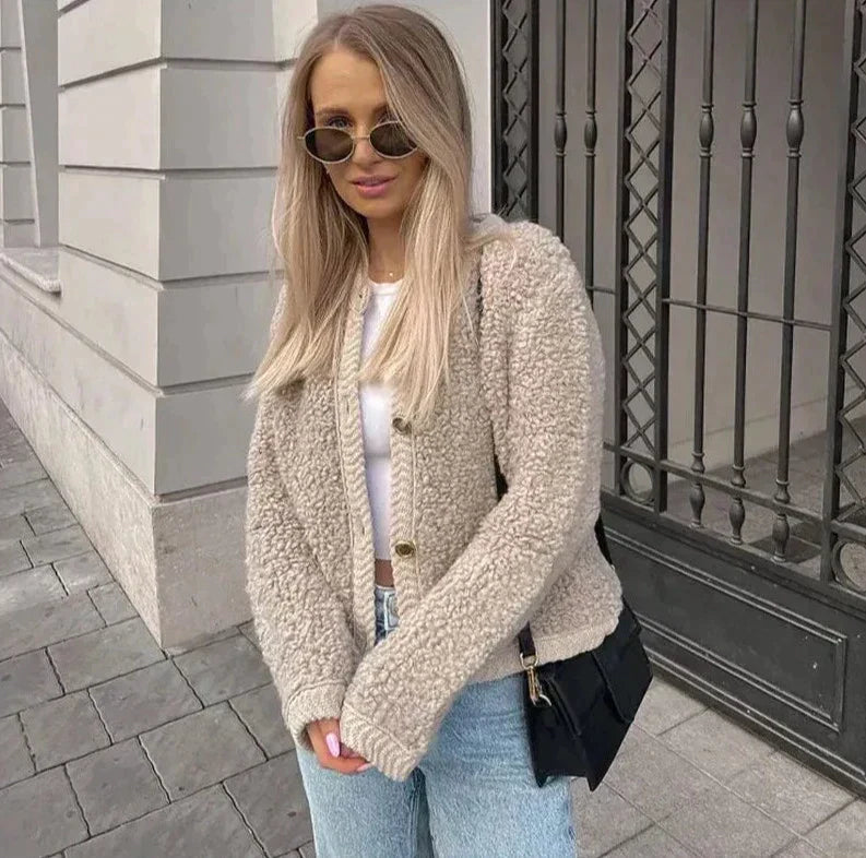 Gilet Donna Teddy Caldo Corto con Bottoni - Vesarelli