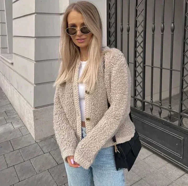 Gilet Donna Teddy Caldo Corto con Bottoni - Vesarelli