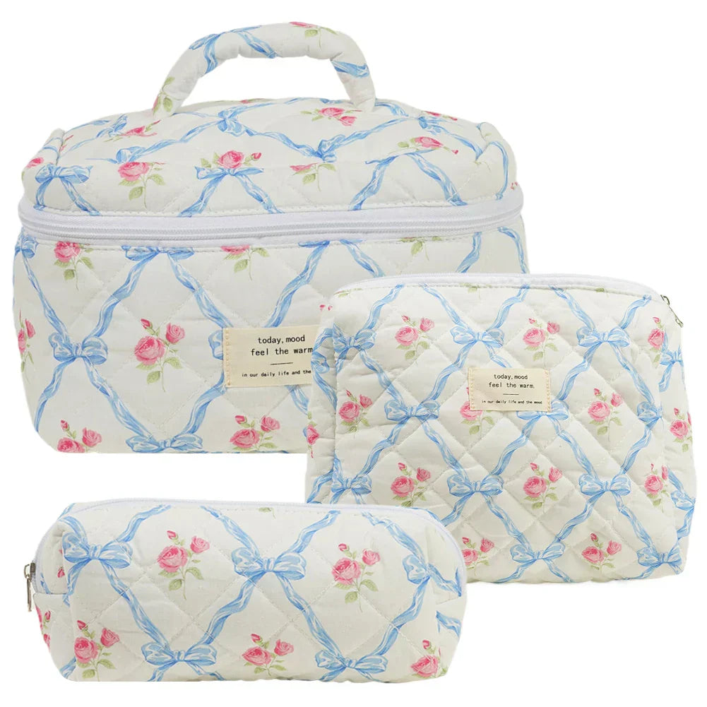 Set Astucci Trucco Trapuntati Floreali Elegante - Vesarelli