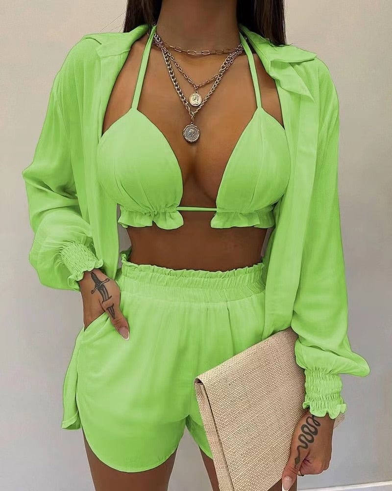 Set Costumi da Bagno Donna Tessuto Leggero Stile Elegante