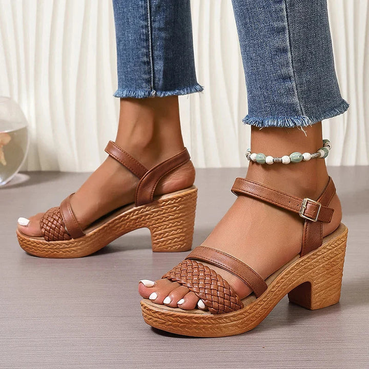 Sandali Donna Zeppa Intrecciata Stile Moderno