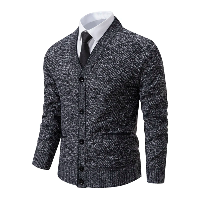Pullover Uomo Maglia Strutturata Collo a V Elegante