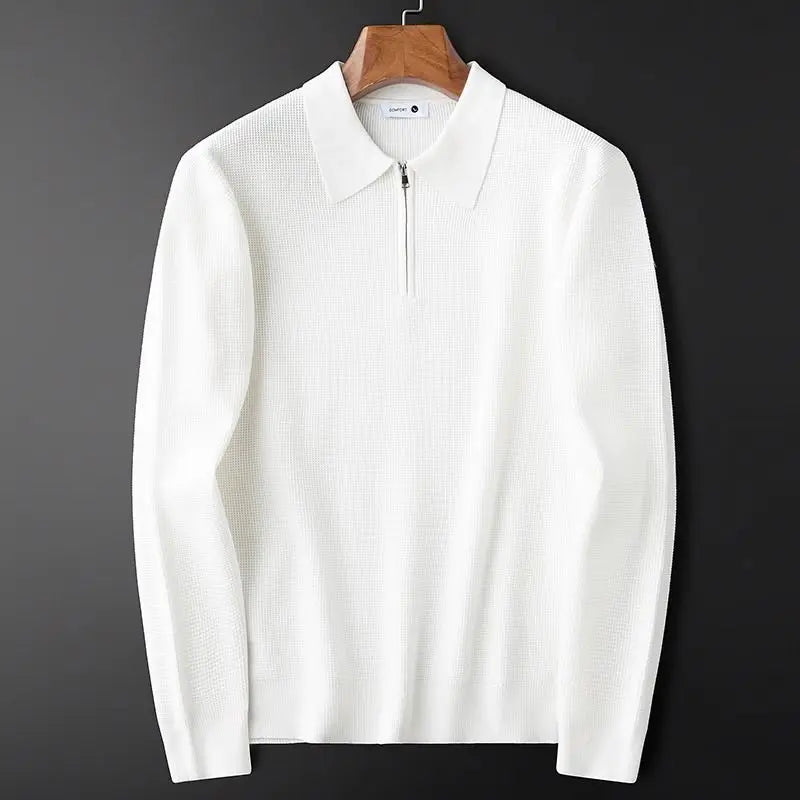 Felpa Uomo Maglia Waffle con Zip Comfort Regular
