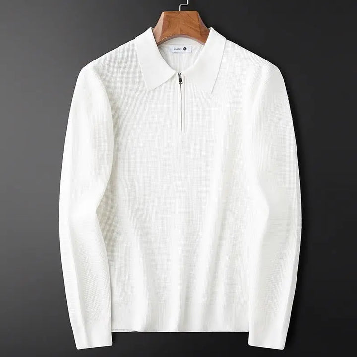 Felpa Uomo Maglia Waffle con Zip Comfort Regular