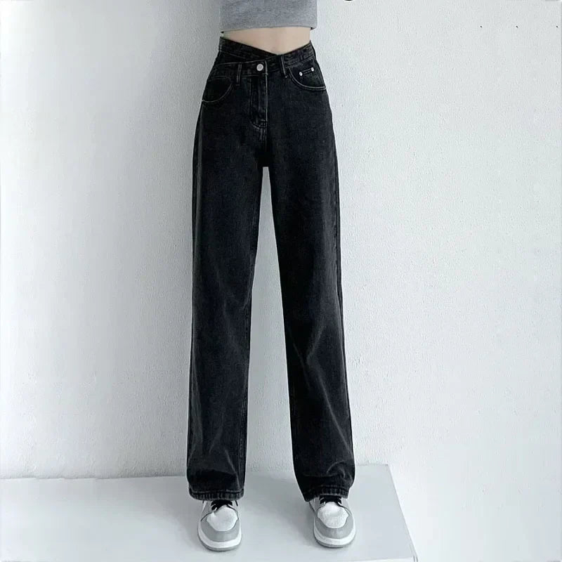 Jeans Donna Vita Alta Stile Mom Elegante