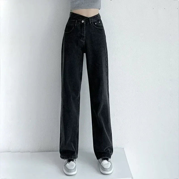 Jeans Donna Vita Alta Stile Mom Elegante