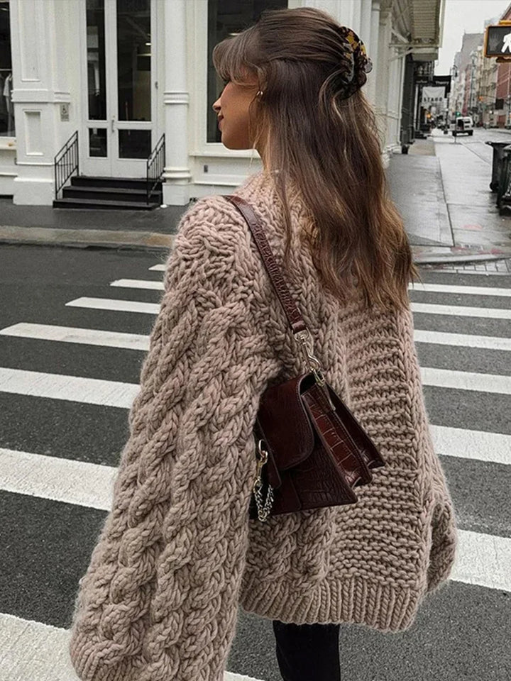 Maglione Donna Lavorato a Maglia Spesso Caldo Elegante