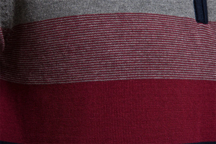 Maglione Uomo a Righe con Cerniera Collo Alto Morbido