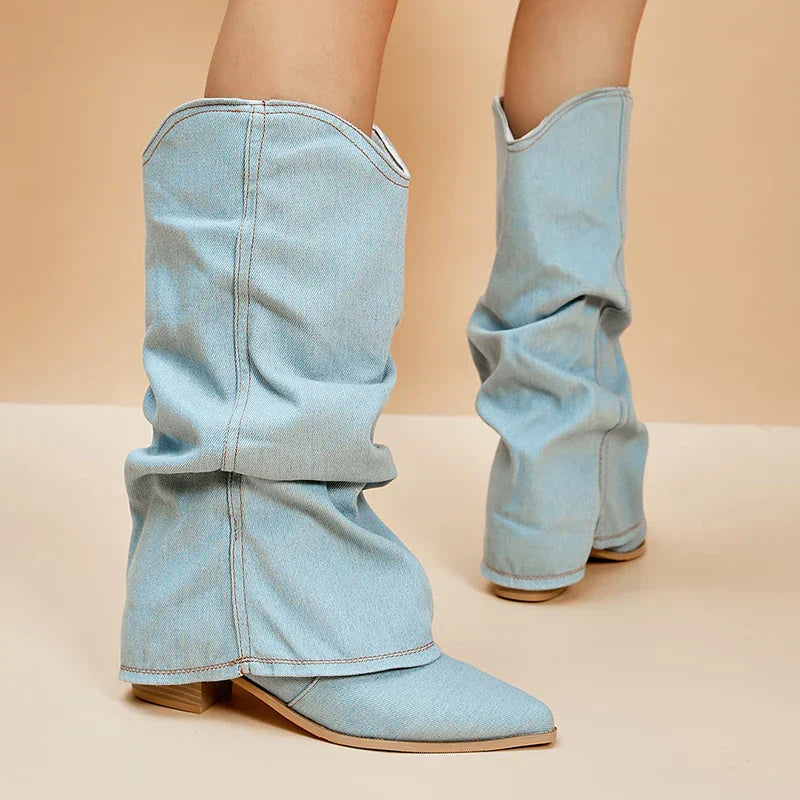 Stivali Donna in Denim Comodi Stile Elegante