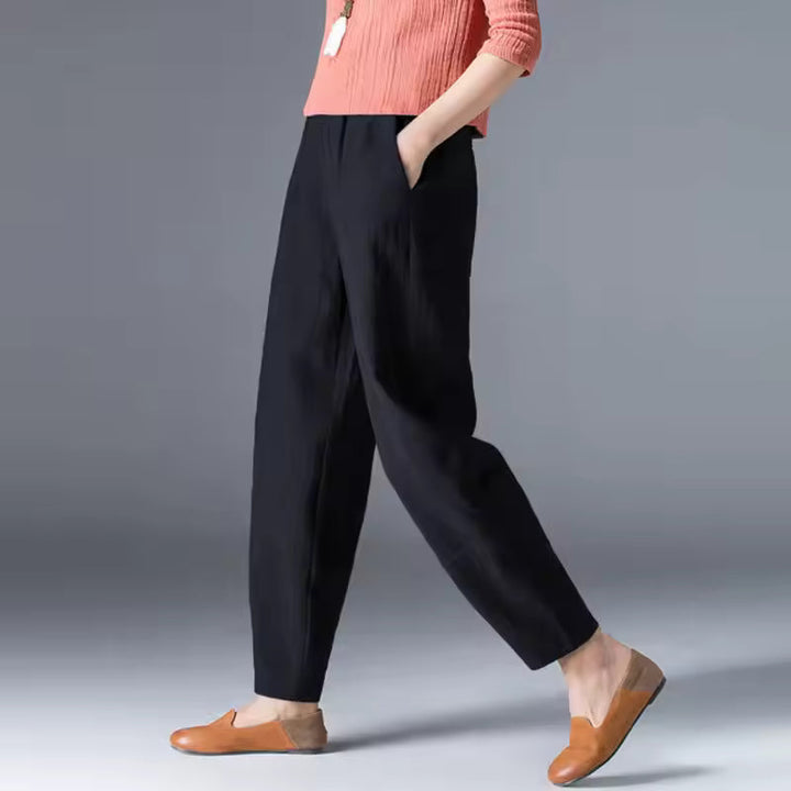 Pantaloni Donna Estivi Tessuto Leggero Gamba Affusolata