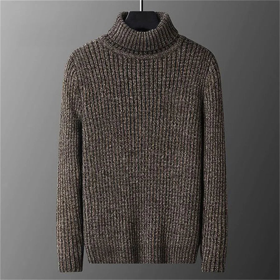 Maglione Uomo Collo Alto Maglia Calda Slim Fit
