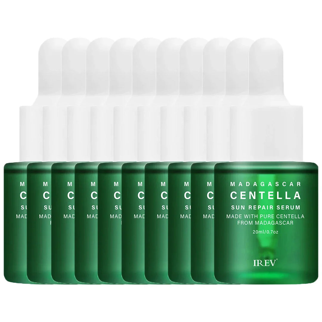 Bottiglie di siero riparatore solare Centella, 20ml, con estratto puro di Centella del Madagascar, marchio IREV, confezione multipla.