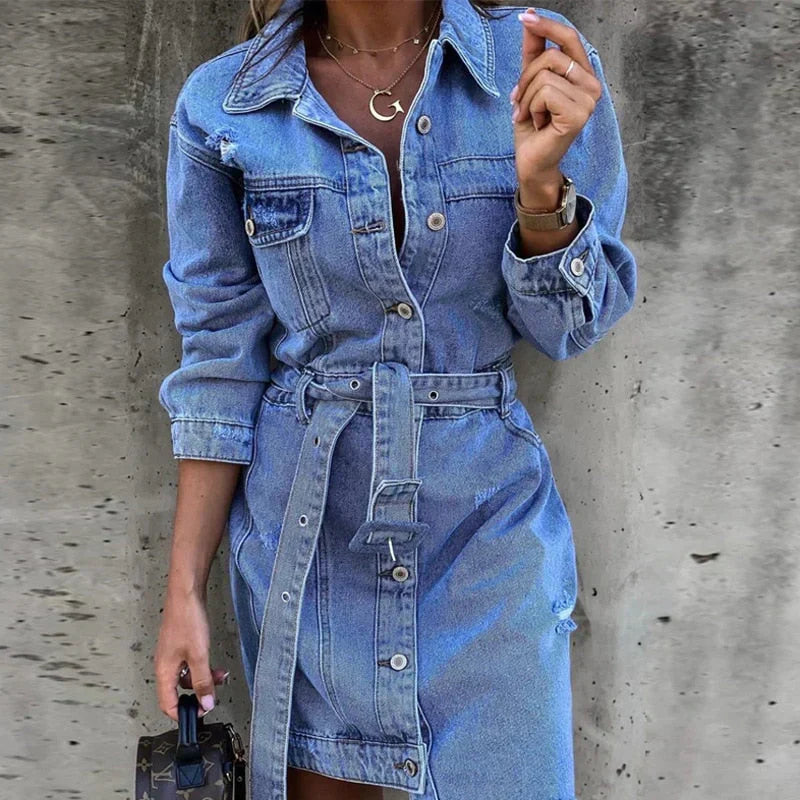 Abito Denim Donna Essenziale Stile Casual Classico