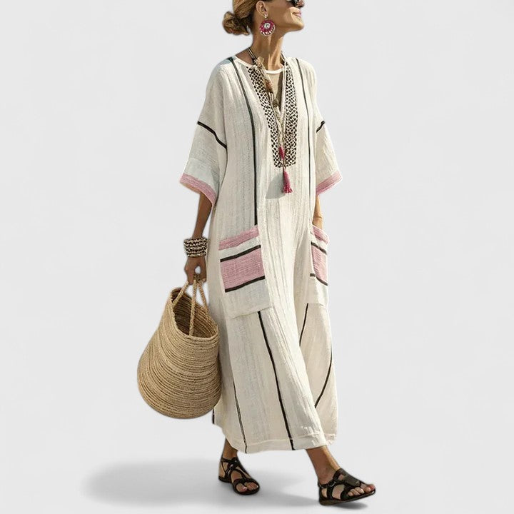 Abito Donna Stile Bohemien Tessuto Leggero Vestibilità Libera
