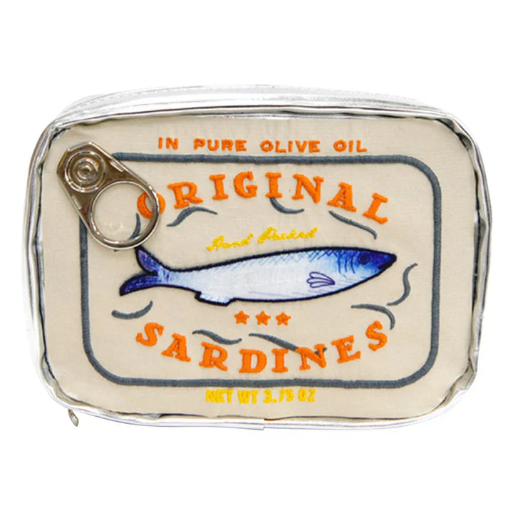 Scatola di sardine in olio d'oliva puro, etichetta vintage, pesce blu, 3.75 oz. Confezione originale, cibo in scatola, pesce azzurro.