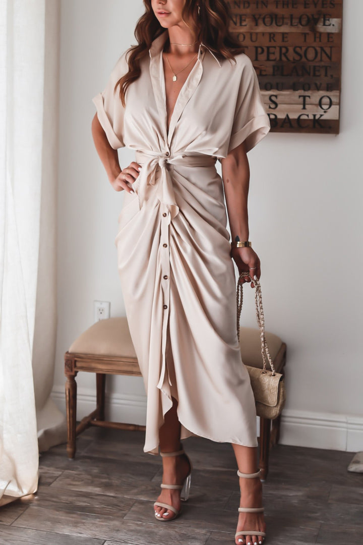 Abito Maxi Donna con Chiusura a Bottoni Vestibilità Elegante