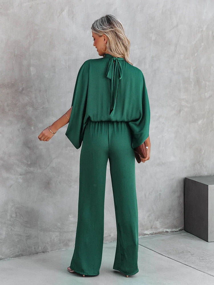 Tuta Donna Elegante Tessuto Leggero Pantaloni Ampi