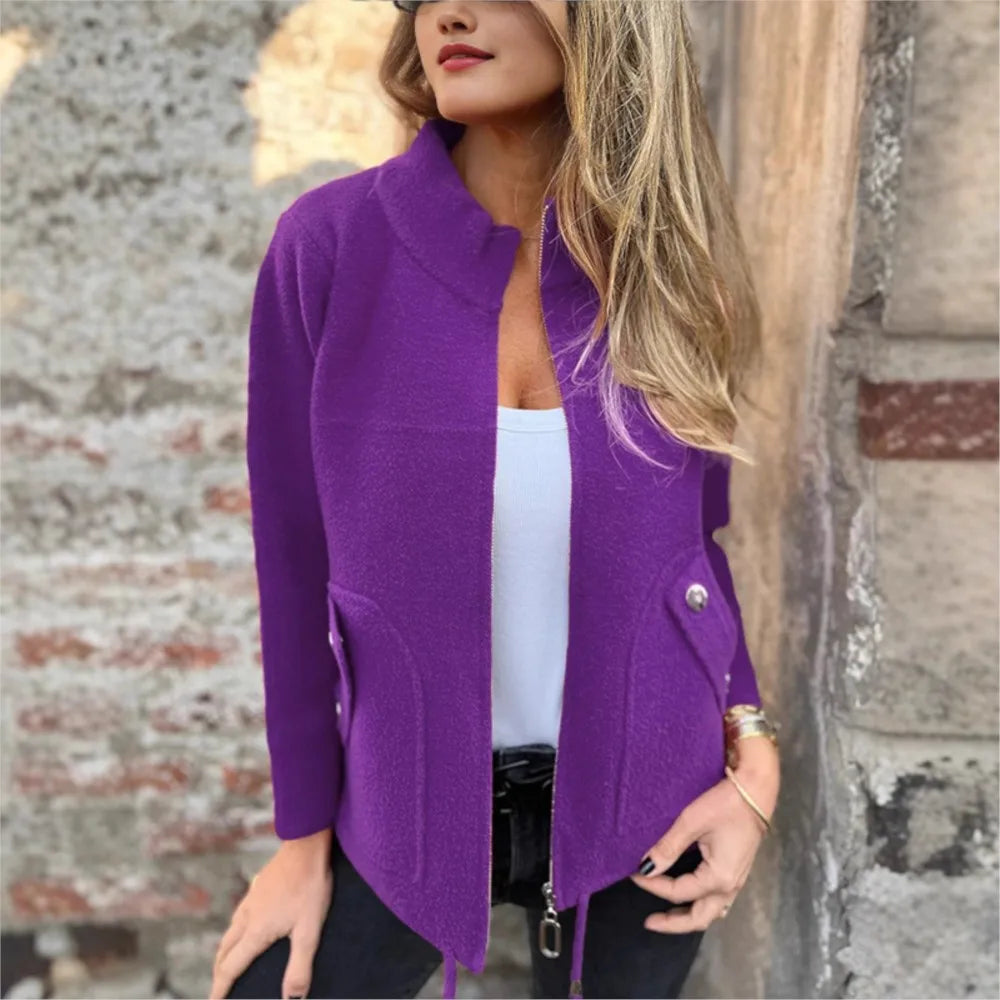Giacca Donna Invernale Collo Alto con Cerniera Elegante