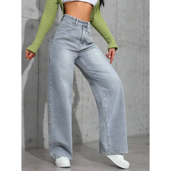 Jeans Donna Vita Alta Vestibilità Larga Casual